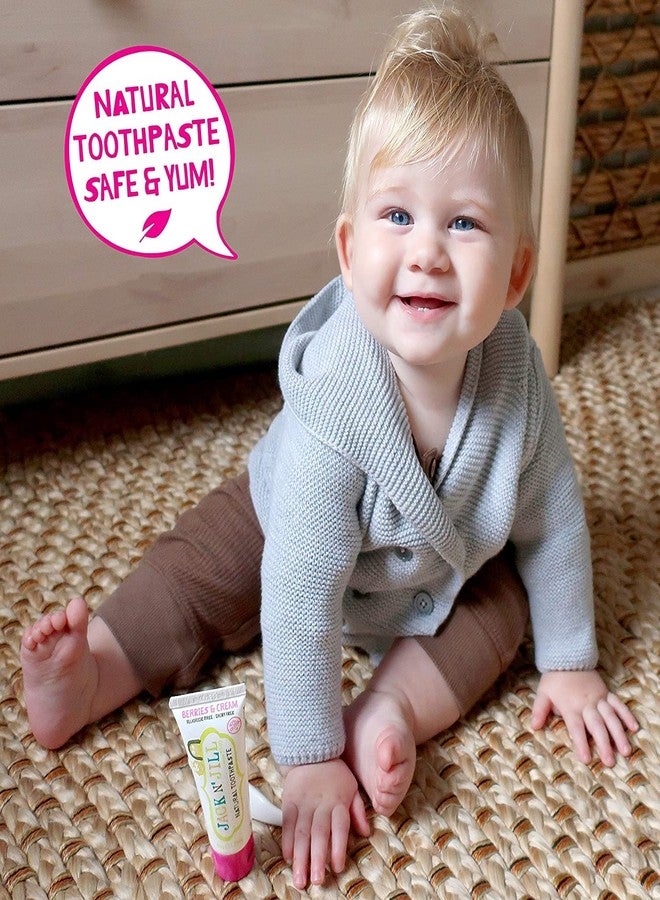 جاك أن جيل معجون أسنان جاك أند جيل الطبيعي للأطفال الصغار - معجون أسنان تدريبي خالٍ من الفلورايد للأطفال الصغار من عمر 1-3 سنوات، يحتوي على 40% إكسيليتول، وخالٍ من مادة BPA - بنكهة التوت والكريمة، 1.76 أونصة (عبوة من قطعتين) - Image 3